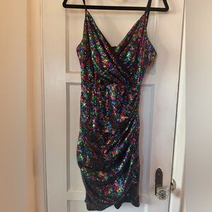 Grace Karin Black Multicolor Sequin Mini Dress